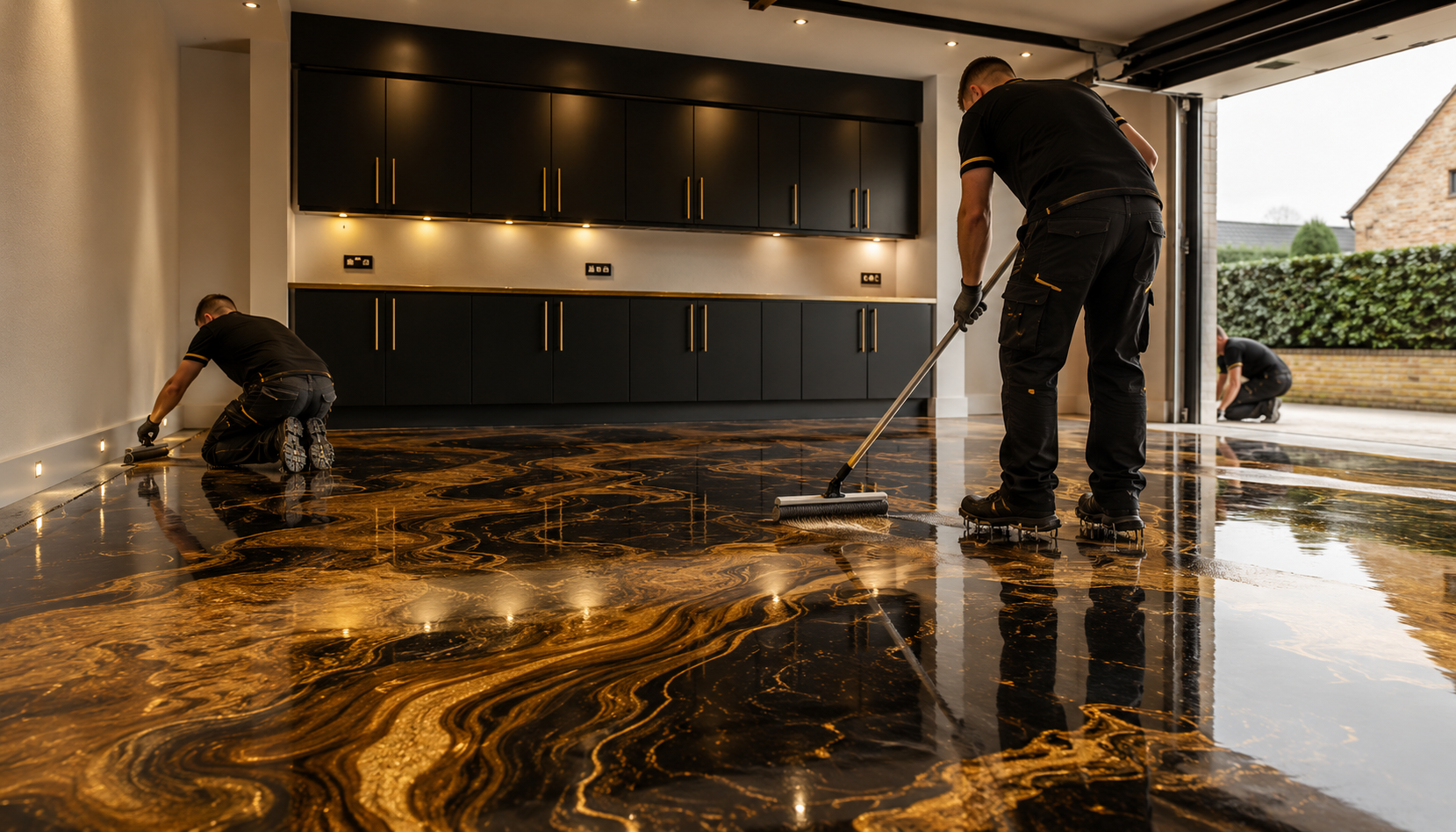 Epoxy Lads team applying premium epoxy flooring